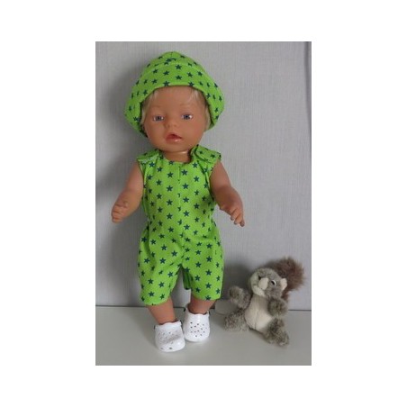 strandpakje groen sterren  baby born 43cm
