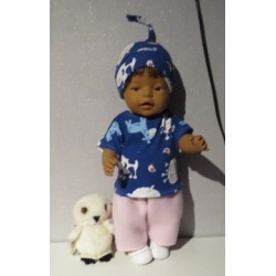 complete set roze met koeien blauw baby born 43cm