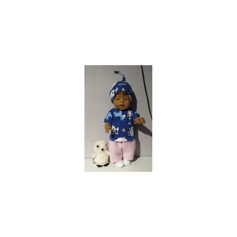 complete set roze met koeien blauw baby born 43cm
