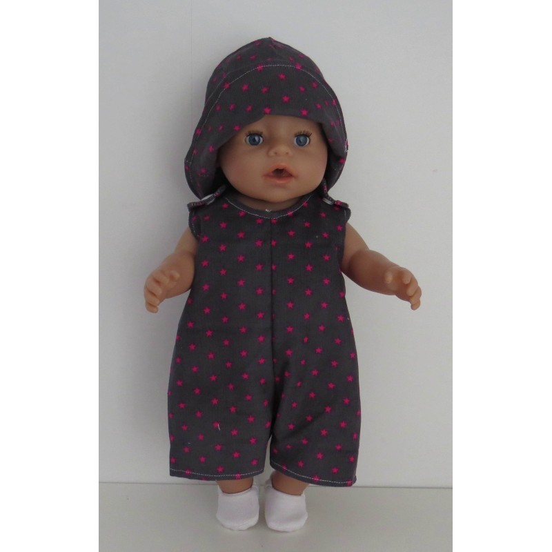 strandpakje grijs sterren roze baby born 43cm