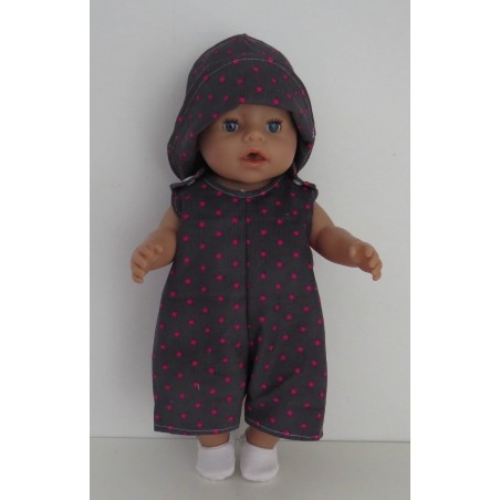 strandpakje grijs sterren roze baby born 43cm