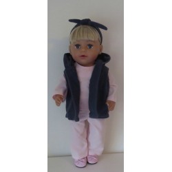 luxe broek set roze met donker blauw baby born 43cm