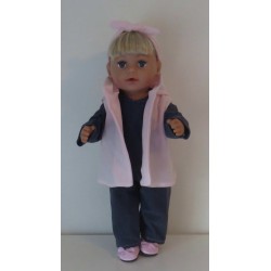 luxe broek set donker blauw met roze baby born 43cm