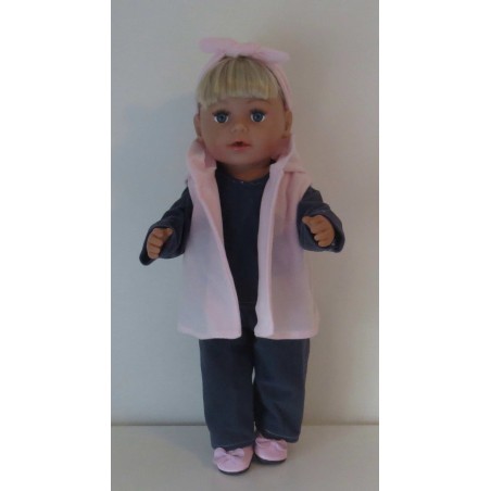 luxe broek set donker blauw met roze baby born 43cm