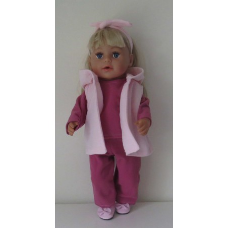luxe broek sethard roze met roze  baby born 43cm