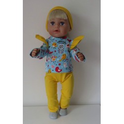 broek set blauw vogels baby born 43cm