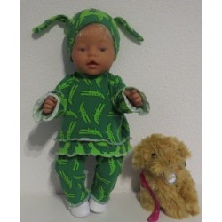 broek set groen krokodillen baby born 43cm