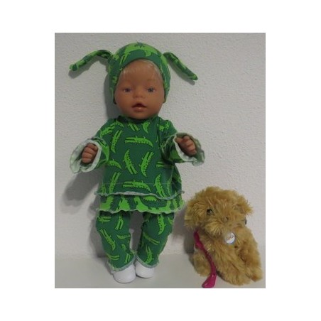 broek set groen krokodillen baby born 43cm