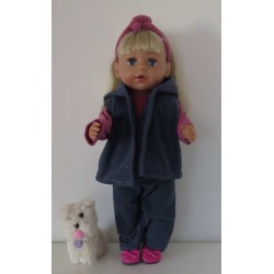luxe broek set blauw met hard roze baby born 43cm
