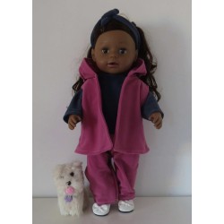 luxe broek set hard roze met blauw baby born 43cm