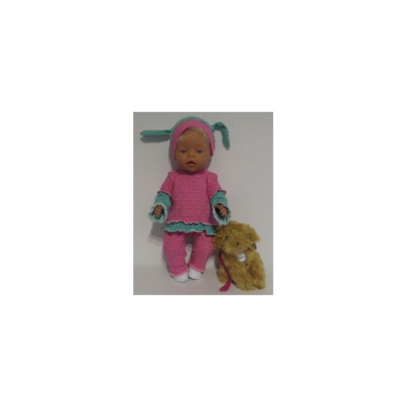 broek set roze met groen  baby born 43cm