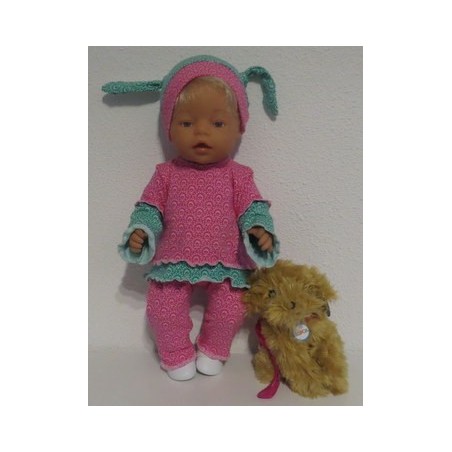 broek set roze met groen  baby born 43cm