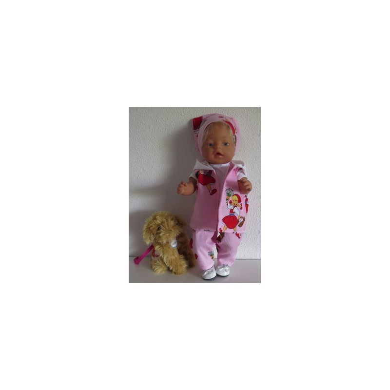luxe broek set roze baby born 43cm