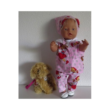 luxe broek set roze met bloemen wit  baby born 43cm