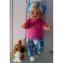broek set hello kitty aqua blauw cijfers baby born 43cm