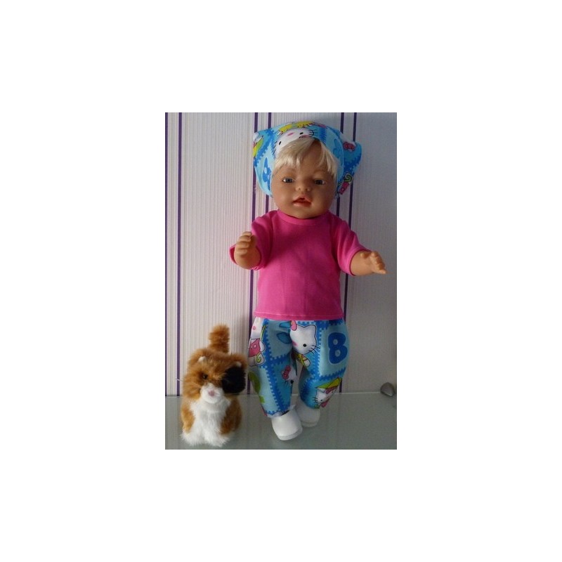 broek set hello kitty aqua blauw cijfers baby born 43cm