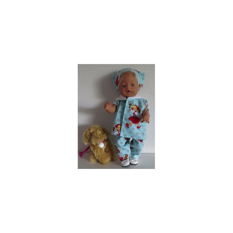 luxe broek setmint met bloemen wit  baby born 43cm