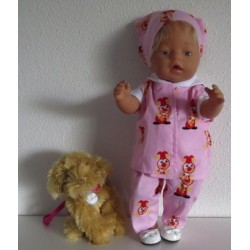 luxe broek set jokie roze  baby born 43cm