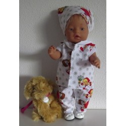 luxe broek set wit met bloemen baby born 43cm