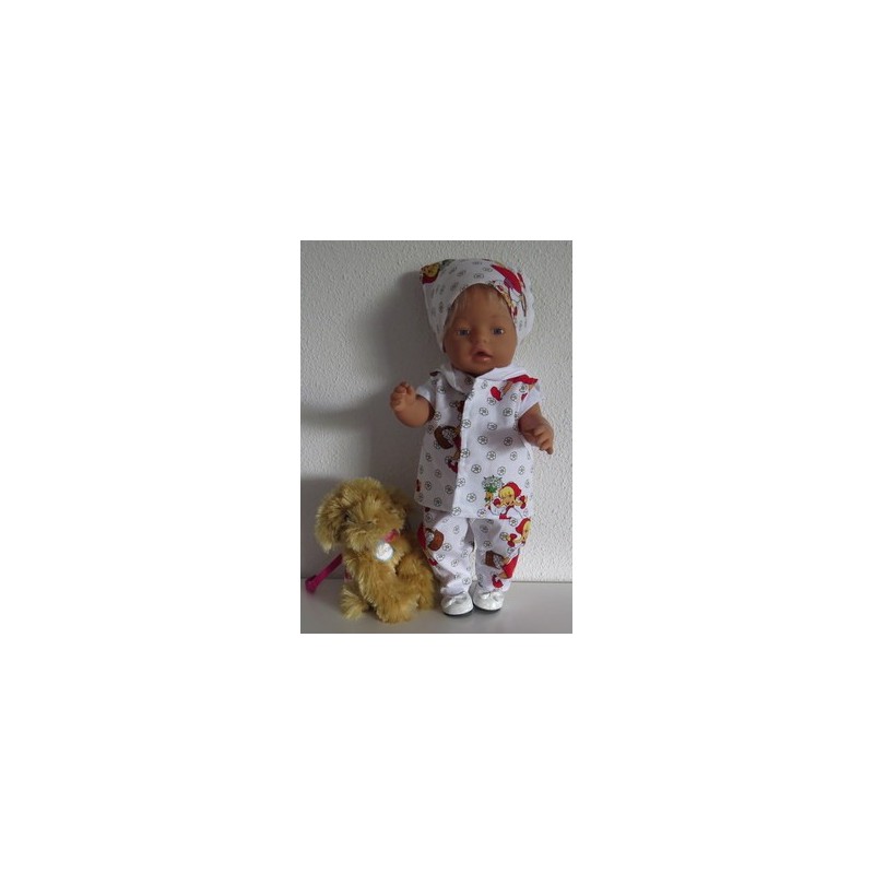 luxe broek set wit met bloemen baby born 43cm