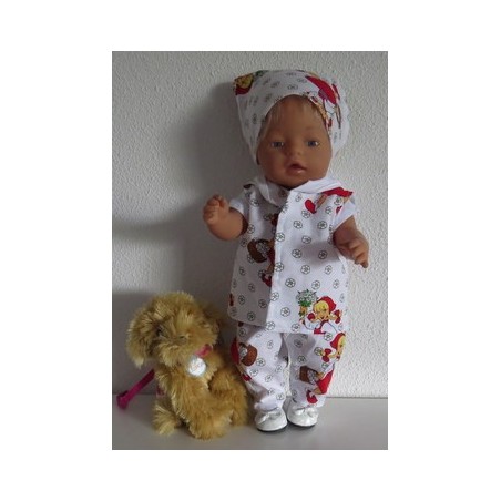 luxe broek set wit met bloemen baby born 43cm