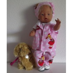 luxe broek set roze met stippen wit baby born 43cm