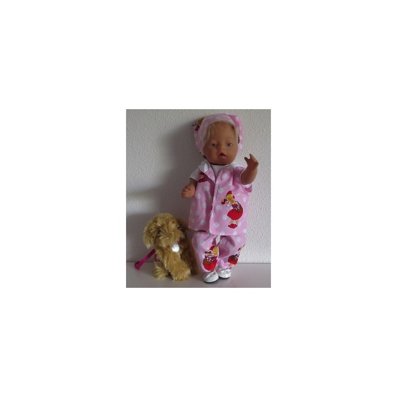luxe broek set roze met stippen wit baby born 43cm