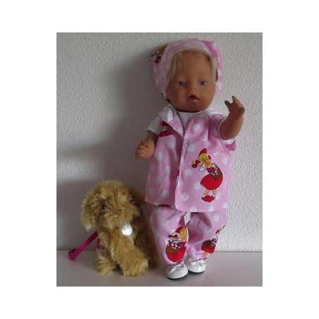 luxe broek set roze met stippen wit baby born 43cm