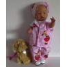 luxe broek set roze met stippen wit baby born 43cm