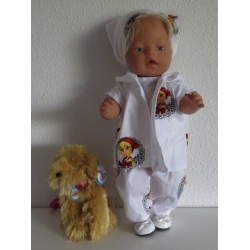 luxe broek set wit bloemenkrans baby born 43cm