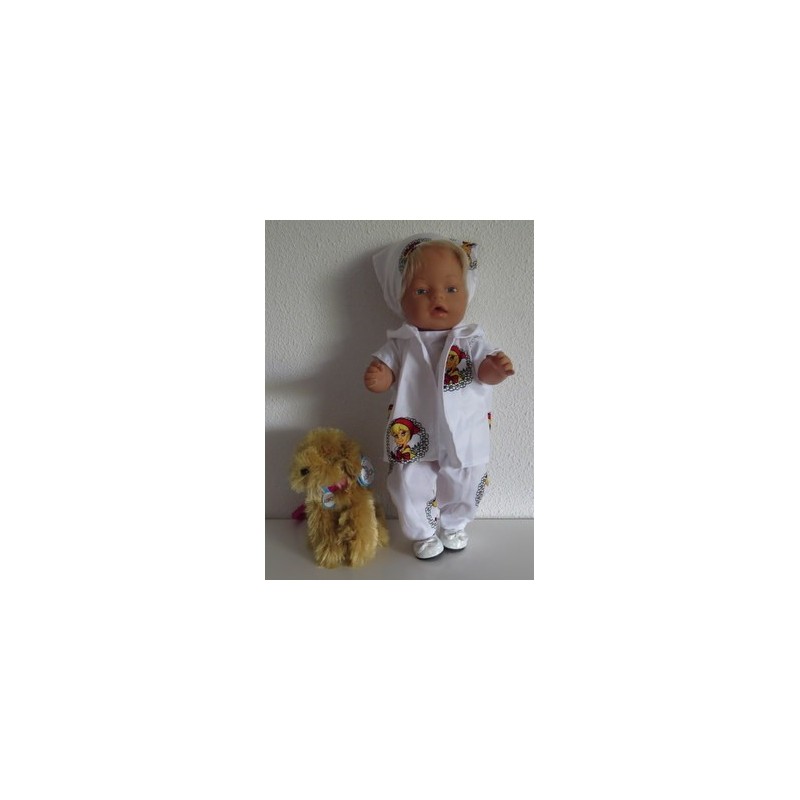 luxe broek set wit bloemenkrans baby born 43cm