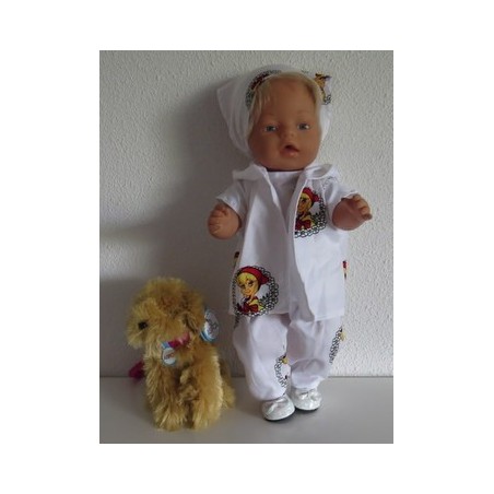 luxe broek set wit bloemenkrans baby born 43cm