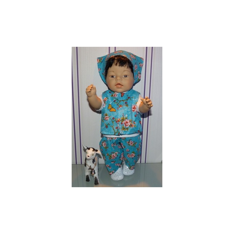 broek set hippe vlinders blauw baby born 43cm