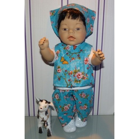 broek set hippe vlinders blauw baby born 43cm