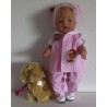 luxe broek set roze met bloemenkrans baby born 43cm