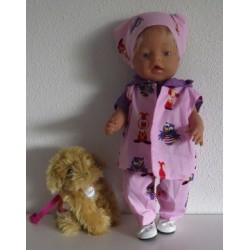 luxe broek set roze jet en joki  baby born 43cm