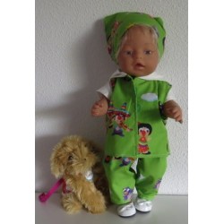 luxe broek set jokie groen baby born 43cm