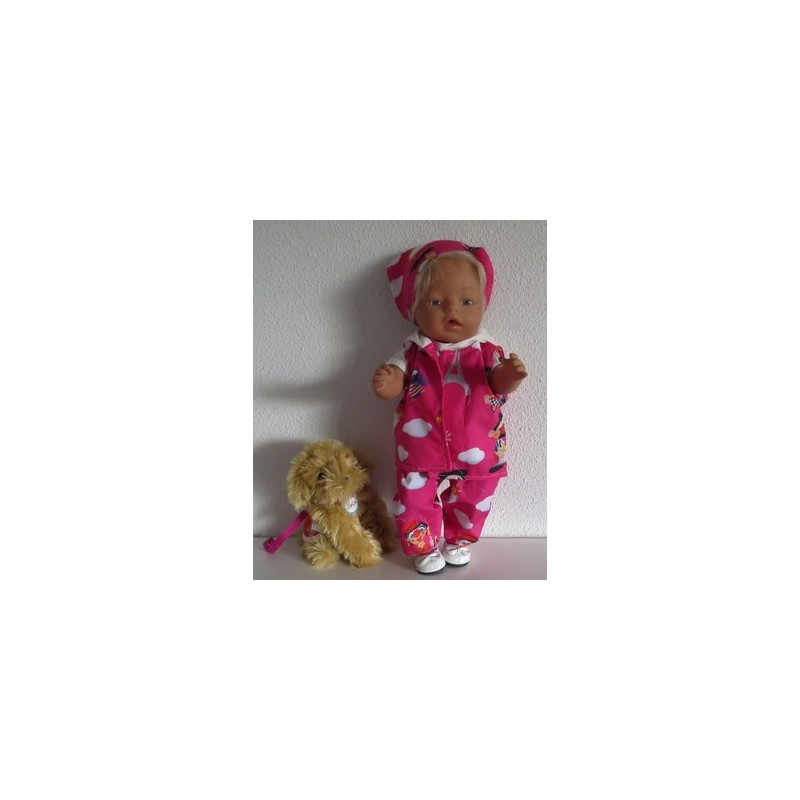 luxe broek set jokie hard roze baby born 43cm