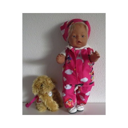 luxe broek set jokie hard roze baby born 43cm